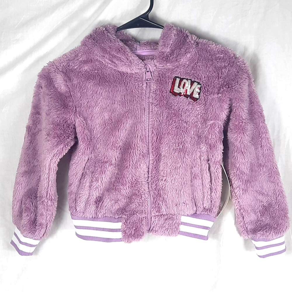Madden Girl Faux Fur Hooded Jacket Girls  Size 6 Lavender LOVE NEW with Tags